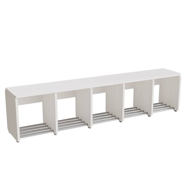 Eira Light skohylde i birk hvidpigmenteret finér med 5 rum, rumbredde 28cm