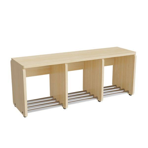 Eira Light skohylde i birk natur krydsfin&eacute;r med 3 rum, rumbredde 28cm