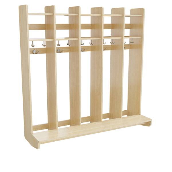 Eira Light garderobe til v&aelig;g med 5 rum bredde 1340mm birk