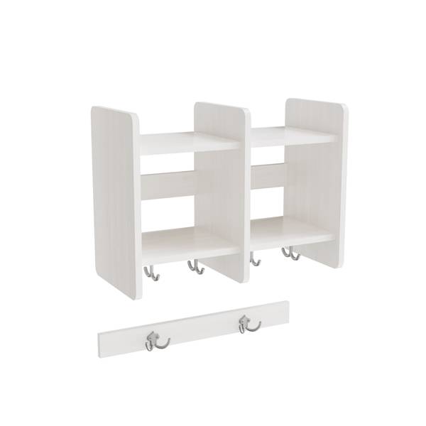 Eira Light overhylde i birk hvidpigmenteret fin&eacute;r med 2 rum, rumbredde 28cm