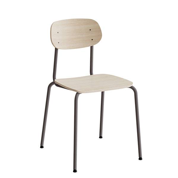 Atlas elevstol hvidpigmenteret egelaminat med gr&aring;t stel