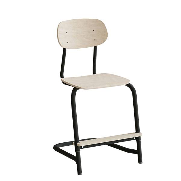 Atlas elevstol fritsving med fodplade hvid egelaminat og sort stel