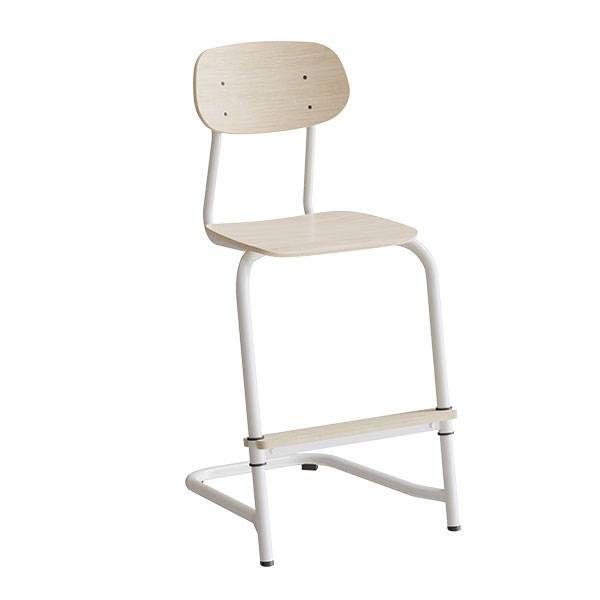 Atlas elevstol fritsving med fodplade hvid egelaminat med hvidt stel