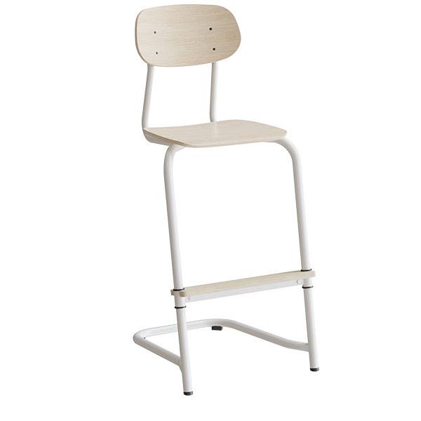 Atlas elevstol fritsving med fodplade hvid egelaminat i hvidt stel