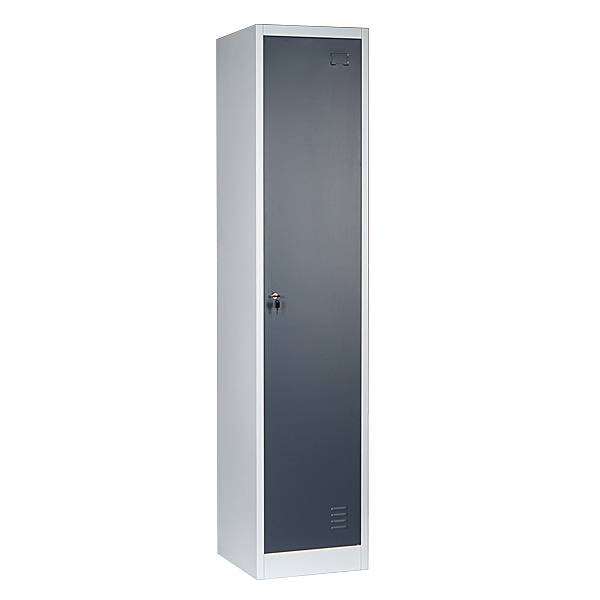 Garderobeskab med 1 rum 400x450x1850mm cylinderlås og antracit dør