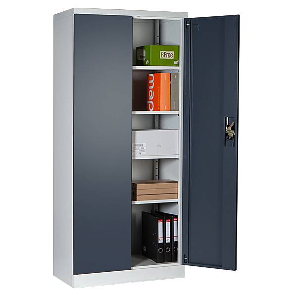 Opbevaringsskab i st&aring;l med spanjolettl&aring;s 1800x800x435mm gr&aring;