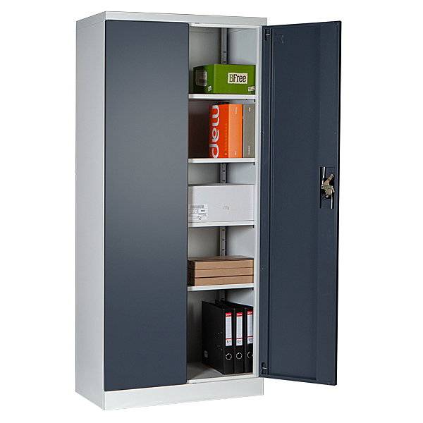 Opbevaringsskab i st&aring;l med spanjolettl&aring;s 1800x800x435mm gr&aring;