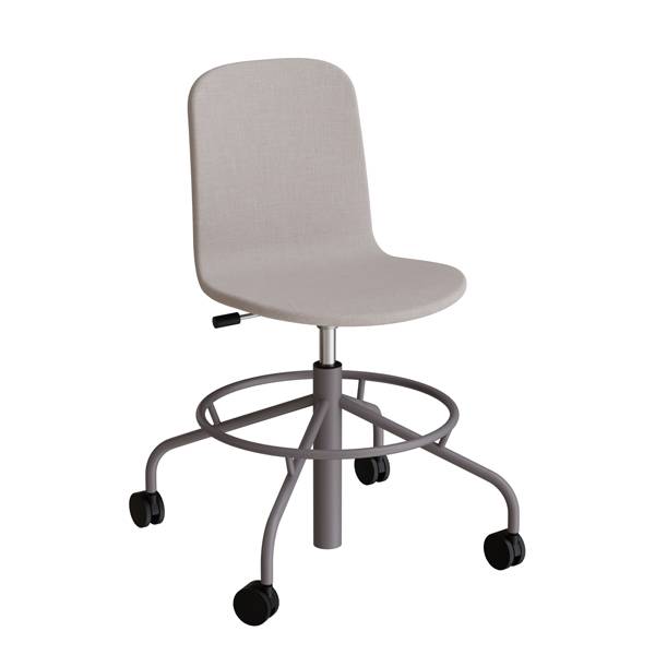 ADD elevstol p&aring; hjul med helbetrukket gr&aring;t tekstil og gr&aring;t stel