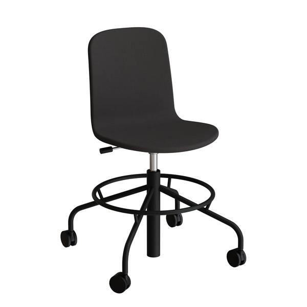 ADD elevstol p&aring; hjul med helbetrukket sort tekstil og sort stel