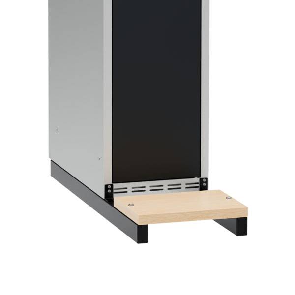 V&aelig;gh&aelig;ngt b&aelig;nkstel til garderobeskabe 30x55cm, sort med birk s&aelig;de