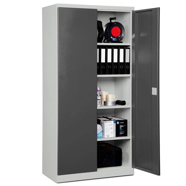 St&aring;lskab ASHV med 4 hylder 1980x980x570mm antracit d&oslash;re