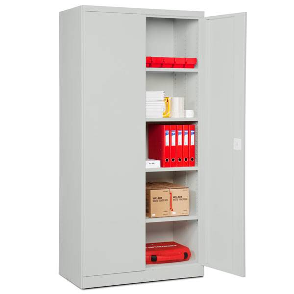 St&aring;lskab ASHV med 4 hylder 1980x980x670mm lysegr&aring; d&oslash;re