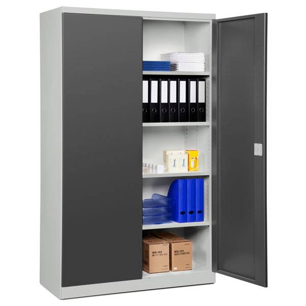 Stålskab ASHV med 4 hylder 1980x1200x570mm antracit døre