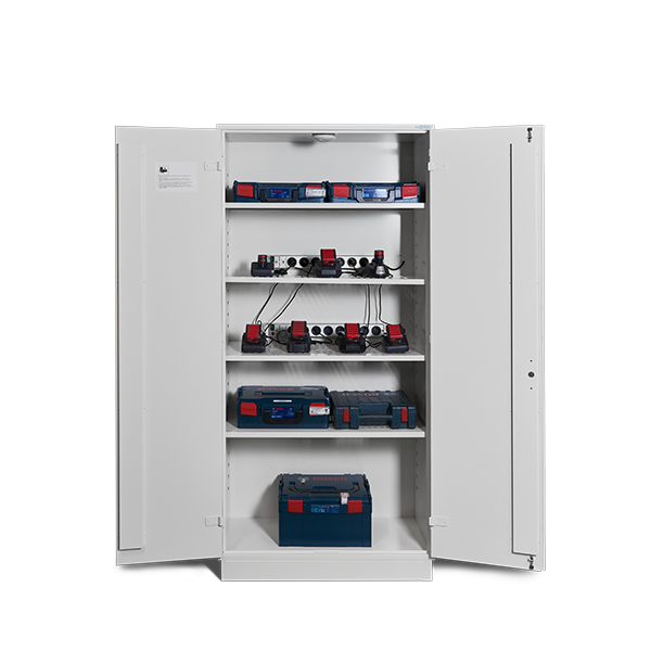 Batteriskab med 5 hylder brandisoleret 2095x1000x470mm