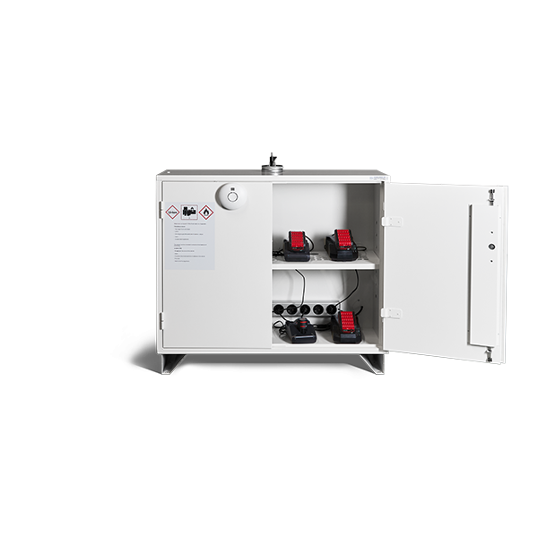 Batteriskab med 1 hylde brandisoleret 895x1000x320mm 