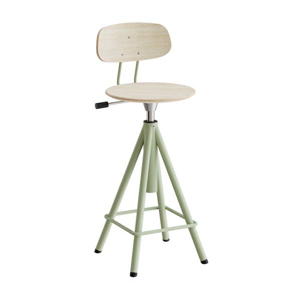 Atlas taburet 420-600mm med gasregulering egelaminat, grønt stel