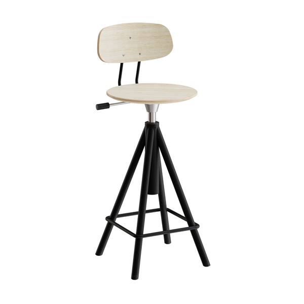 Atlas taburet 420-600mm med gasregulering egelaminat, sort stel