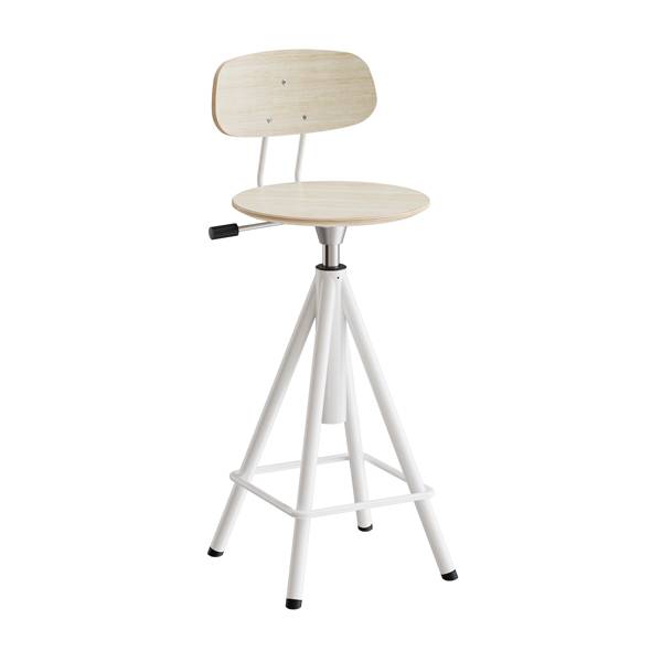 Atlas taburet 420-600mm med gasregulering egelaminat, hvidt stel