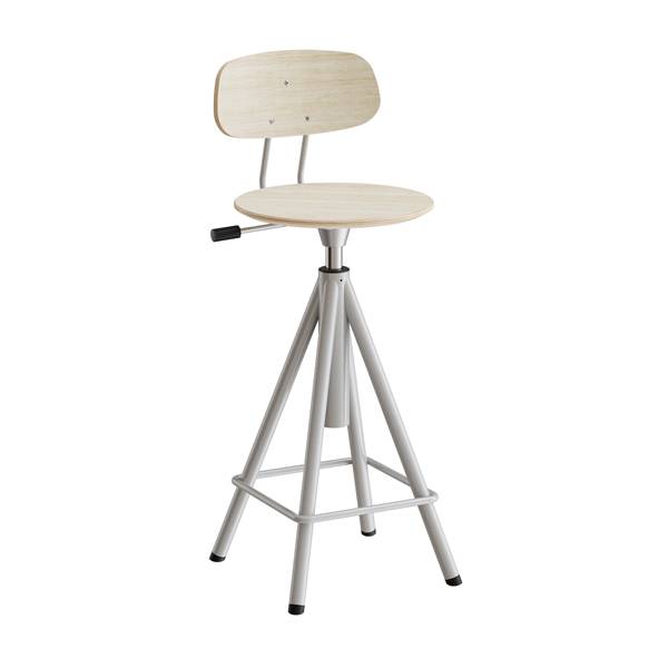 Atlas taburet 420-600mm med gasregulering egelaminat, alugråt stel