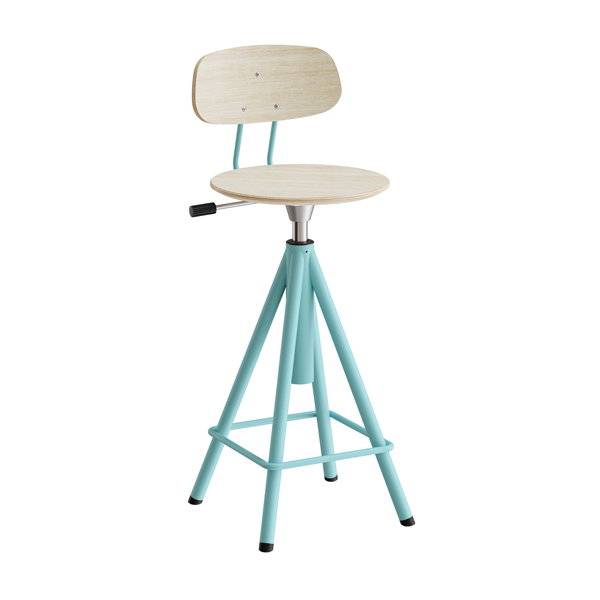 Atlas taburet 420-600mm med gasregulering egelaminat, turkis stel