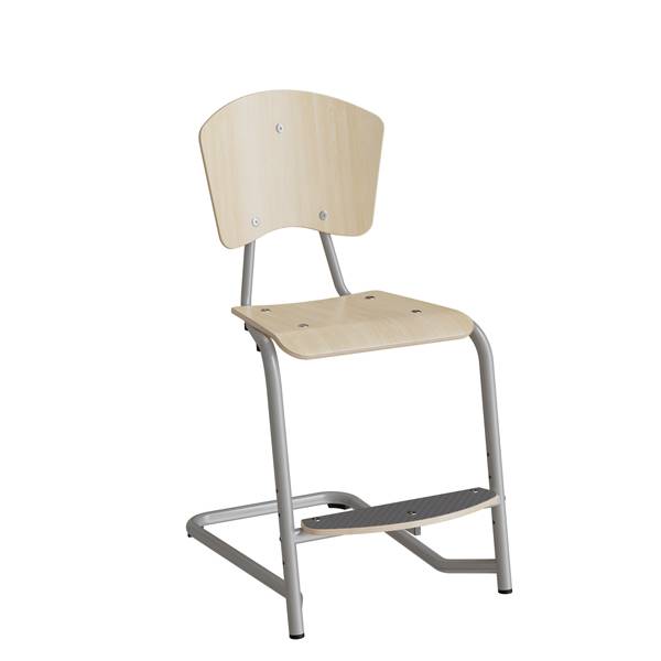 Fyran elevstol med sæde og ryg i birk laminat og alugråt stel