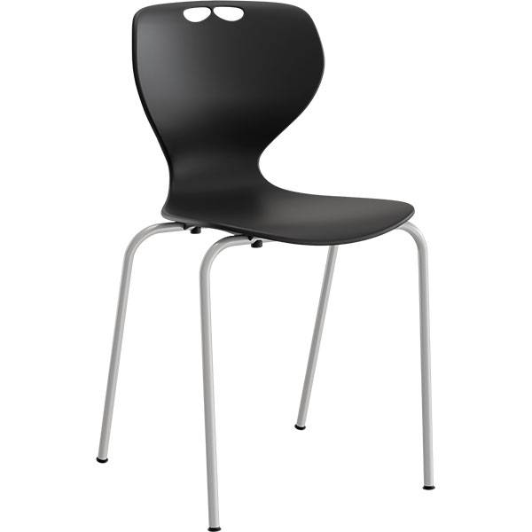 Tarris elevstol med sort s&aelig;de og alugr&aring;t stel