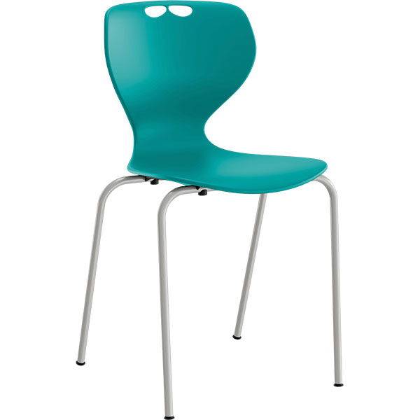 Tarris elevstol med turkis s&aelig;de og alugr&aring;t stel