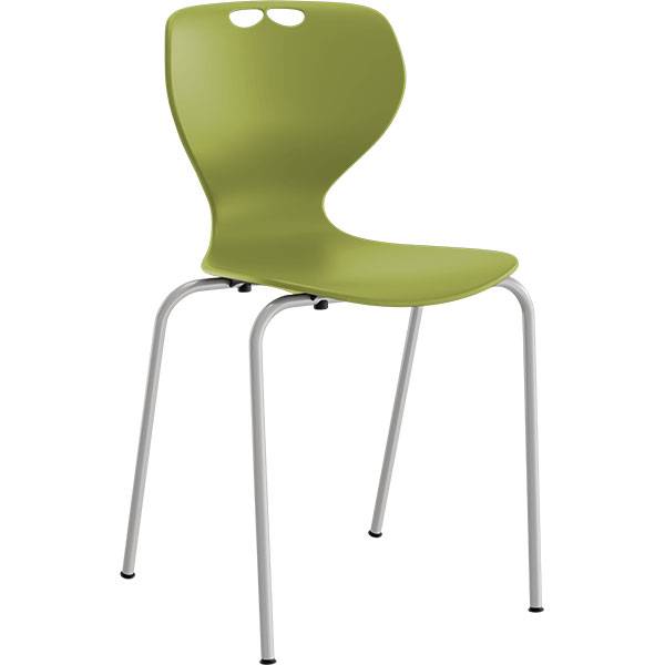 Tarris elevstol med oliven sæde og alugråt stel