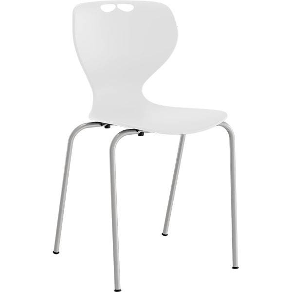 Tarris elevstol med hvidt s&aelig;de og alugr&aring;t stel