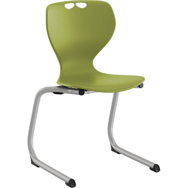 Tarris Junior elevstol med oliven s&aelig;de og alugr&aring;t C-stel