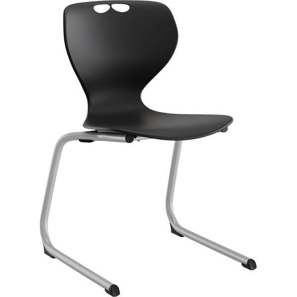Tarris elevstol med sort s&aelig;de og alugr&aring;t C-stel