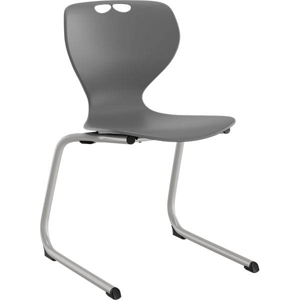 Tarris elevstol med gråt sæde og alugråt C-stel