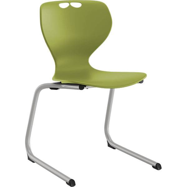 Tarris elevstol med oliven s&aelig;de og alugr&aring;t C-stel