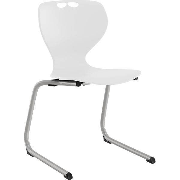 Tarris elevstol med hvidt s&aelig;de og alugr&aring;t C-stel