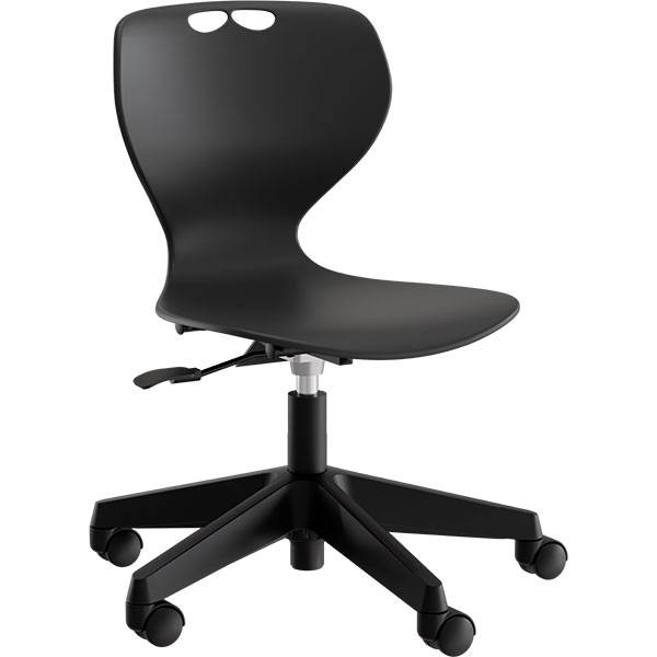 Tarris 3D elevstol med sort sæde og sort 5-fods kryds med hjul
