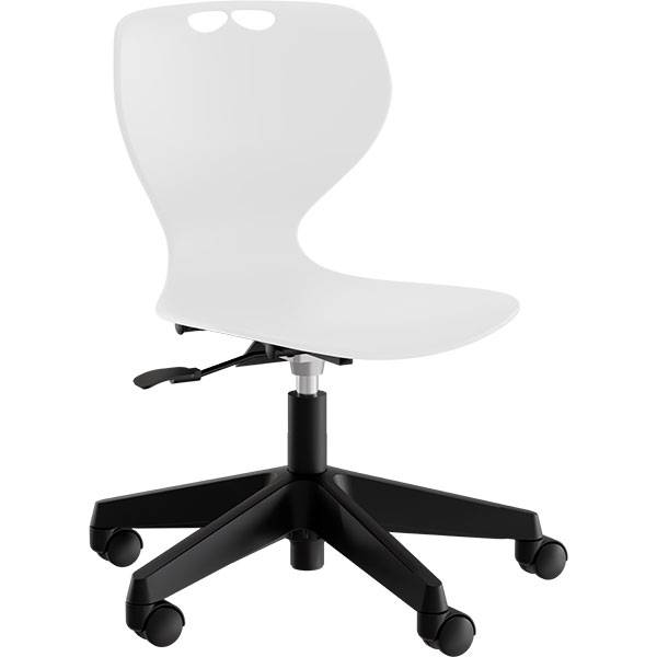 Tarris 3D elevstol med hvidt s&aelig;de og sort 5-fods kryds med hjul