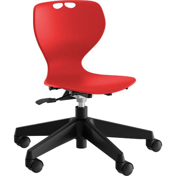 Tarris Junior elevstol med r&oslash;dt s&aelig;de og sort 5-fods kryds med hjul