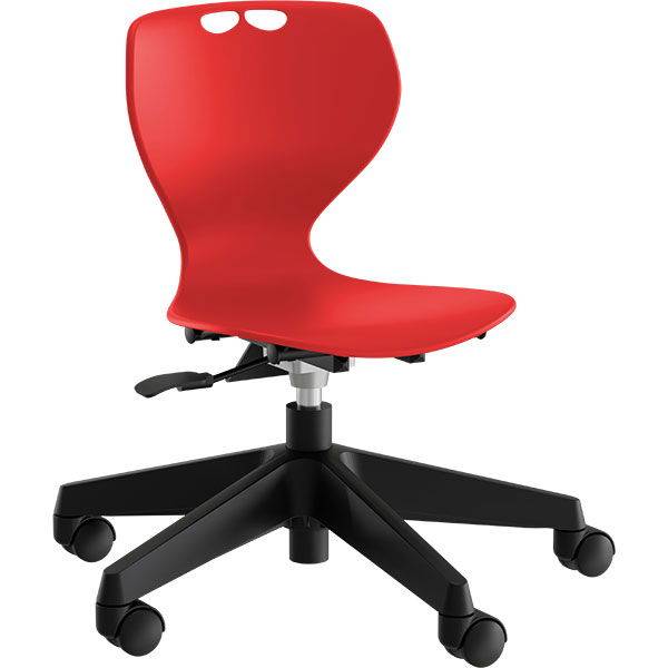 Tarris Junior elevstol med r&oslash;dt s&aelig;de og sort 5-fods kryds med hjul