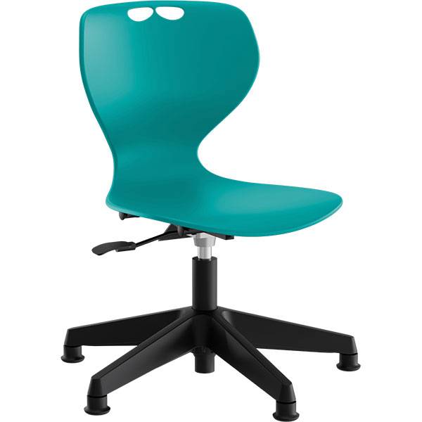 Samba elevstol med turkis s&aelig;de og sort 5-fods kryds med glidesko