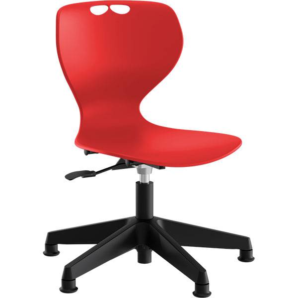 Samba elevstol med r&oslash;dt s&aelig;de og sort 5-fods kryds med glidesko