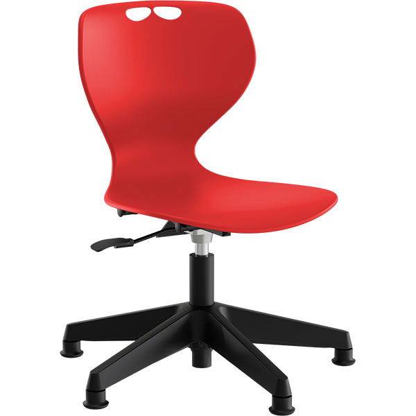 Samba elevstol med r&oslash;dt s&aelig;de og sort 5-fods kryds med glidesko