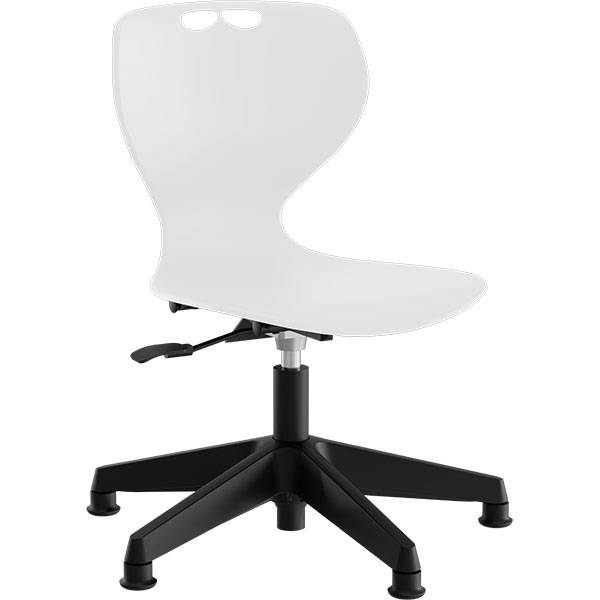 Samba elevstol med hvidt s&aelig;de og sort 5-fods kryds med glidesko 