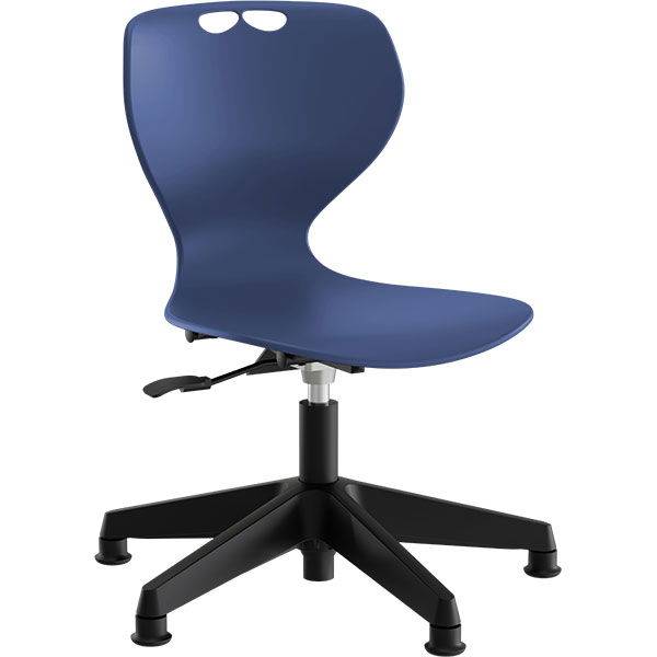 Samba elevstol med bl&aring;t s&aelig;de og sort 5-fods kryds med glidesko