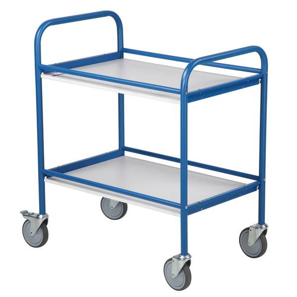 Serveringsvogn 2 hylder med slingrekanter, kapacitet 150 kg, bl&aring;