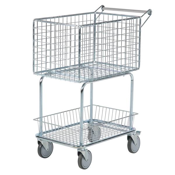 Postvogn med 4 stk. drejelige hjul og kapacitet p&aring; 100 kg