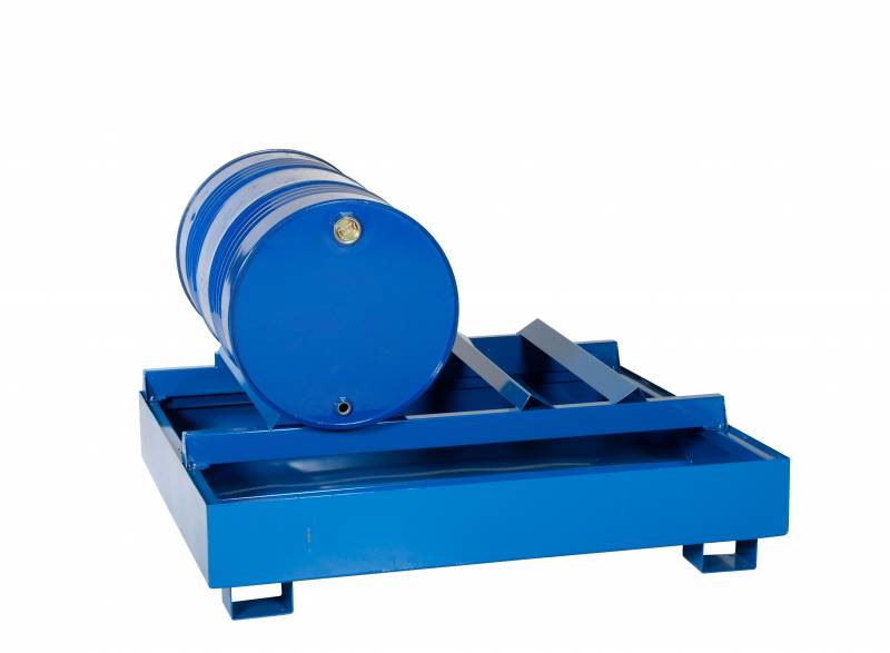 Spildbakke til sikker opbevaring af 2 liggende t&oslash;nder, bl&aring;