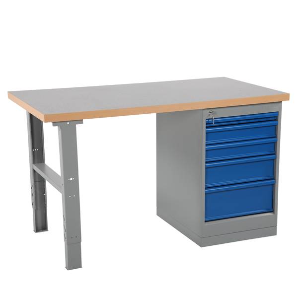 Arbejdsbord IWE3 med vinyl bordplade og skuffer 1600x800mm