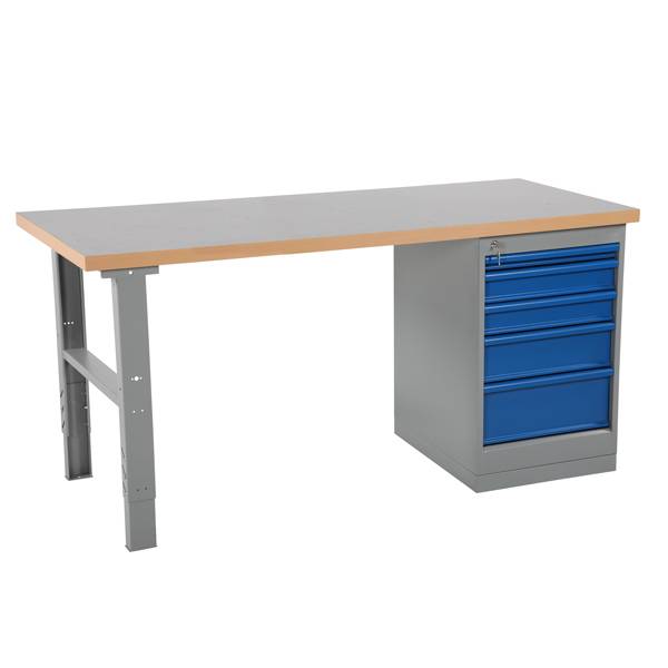 Arbejdsbord IWE3 med vinyl bordplade og skuffer 2000x800mm