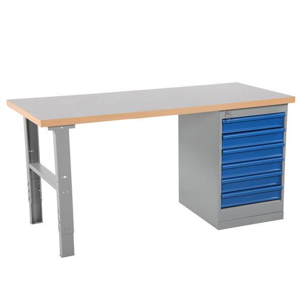 Arbejdsbord IWE4 med vinyl bordplade og skuffer 2000x800mm