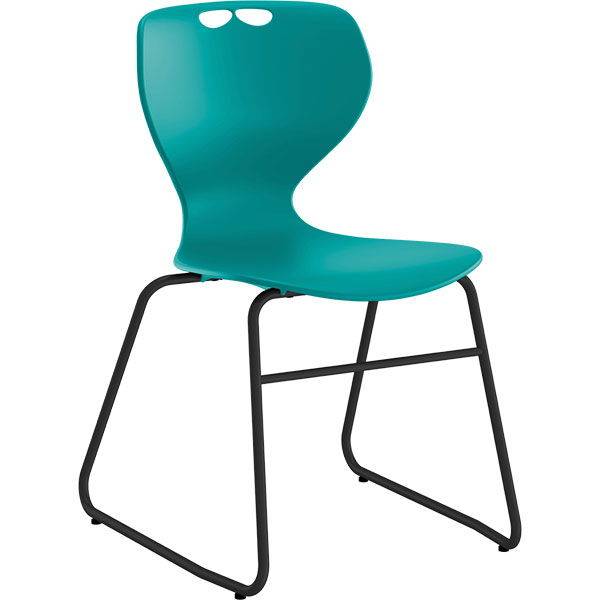 Stol Tarris, turkis s&aelig;de med sort lukket stel
